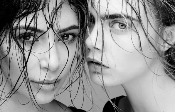 Взгляд, поза, модель, прическа, Kim Kardashian, актрисы, look, Cara Delevingne