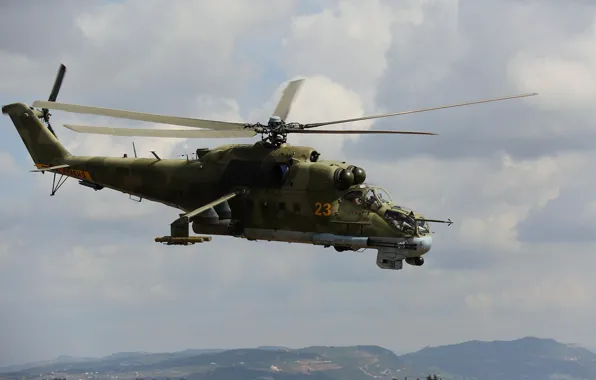 Картинка полёт, вертолёт, Сирия, Ми-24П