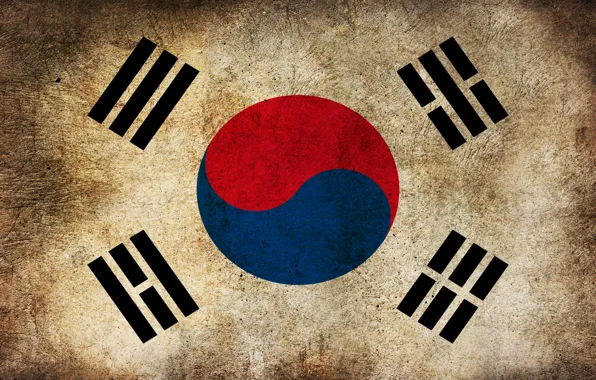 Картинка цвета, линии, круг, флаг, South Korea, Корея