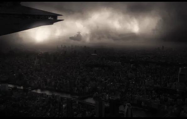 City, dark, star wars, star, wars, cloudy