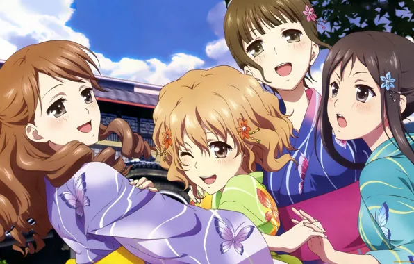 Настроение, девочки, кимоно, Азбука Цветов, Hana-Saku Iroha, хоровод