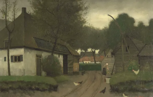 Пейзаж, масло, картина, холст, 1900, Иоганн Эдуард Карсен, Eduard Karsen, Крестьянская усадьба