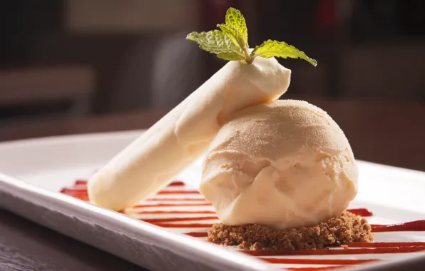 Мороженое, десерт, сладкое, варенье, Ice cream, Foliage, Sweets