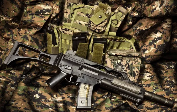 Картинка equipment, automatic rifle, camouflage fabric