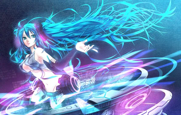 Девушка, тату, арт, цифры, hatsune miku, Vocaloid, вокалоид, miku append