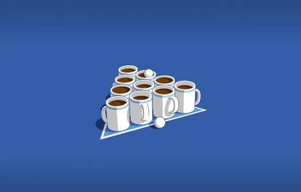 Шарики, чай, кофе, минимализм, бильярд, чашки, кружки
