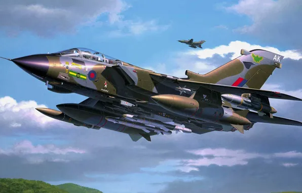 Рисунок, арт, истребитель-бомбардировщик, Panavia Tornado