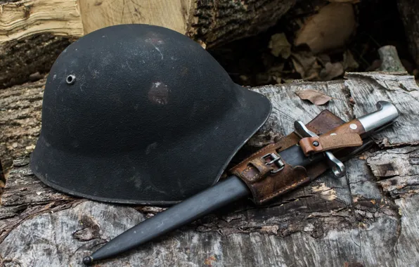 Картинка оружие, штык-нож, пехотная каска, M1918