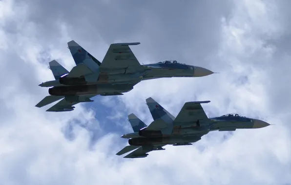 Небо, истребители, полёт, Су-27