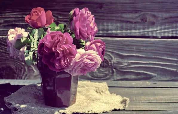 Розы, розовые, wood, pink, flowers, beautiful