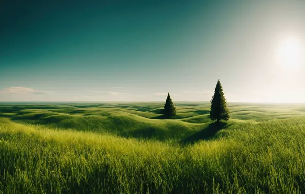 Картинка grass, field, landscape, horizon