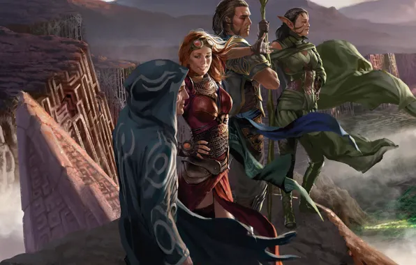 Girl, game, armor, woman, man, Magic, elf, vegetation