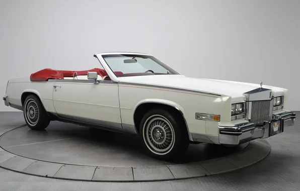Картинка белый, фон, Eldorado, Cadillac, Эльдорадо, кабриолет, передок, 1984