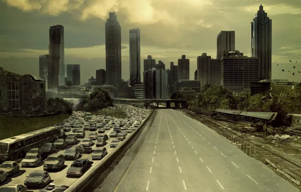 Картинка дорога, пустота, город, фильм, улица, кадр, разруха, USA
