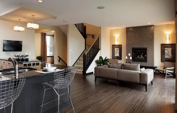 Картинка дизайн, стиль, комната, диван, мебель, стулья, интерьер, лестница