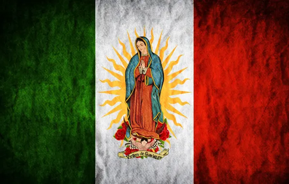 Картинка rose, Mexico, flowers, sun, flag, Madonna, Maria, Regina Mundi