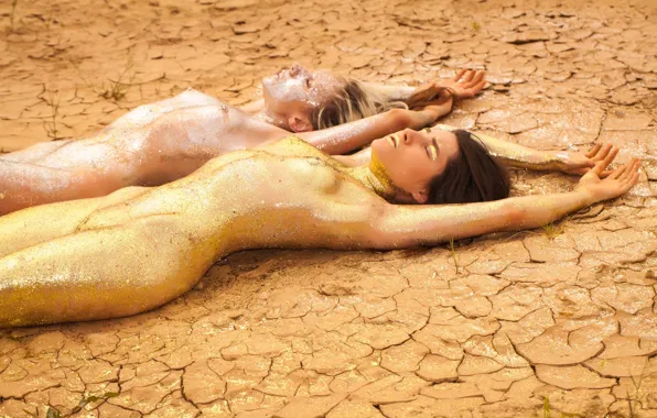 Gold, two, nude, tits, Tits, Nude, Two, NUDE