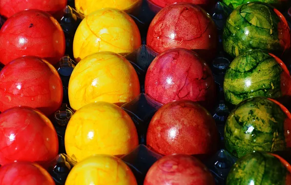 Colorful, Пасха, rainbow, Easter, eggs, decoration, Happy, яйца крашеные