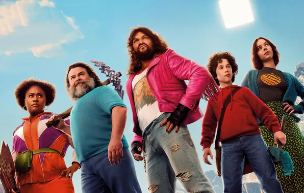 Фильм, фэнтези, приключения, постер, персонажи, Minecraft, Джек Блэк, Jack Black