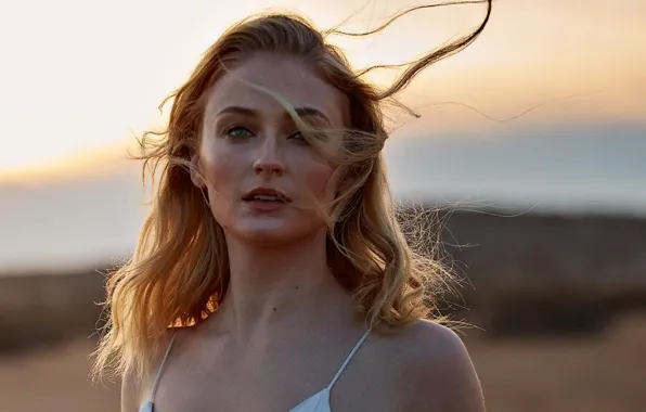 Ветер, волосы, актриса, Софи Тёрнер, Sophie Turner