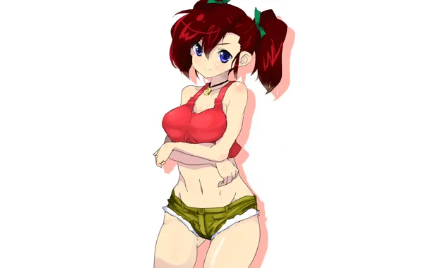 Girl, sexy, shorts, boobs, anime, beautiful, short hair, pretty
