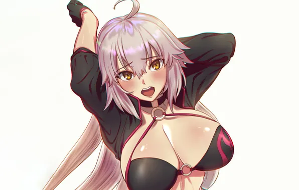 Girl, sexy, cleavage, pink hair, long hair, boobs, anime, beautiful