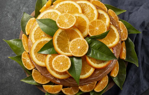 Апельсины, пирог, дольки