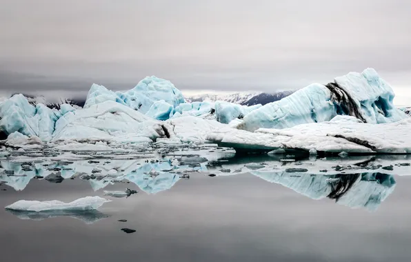 Лед, природа, ледник, айсберги
