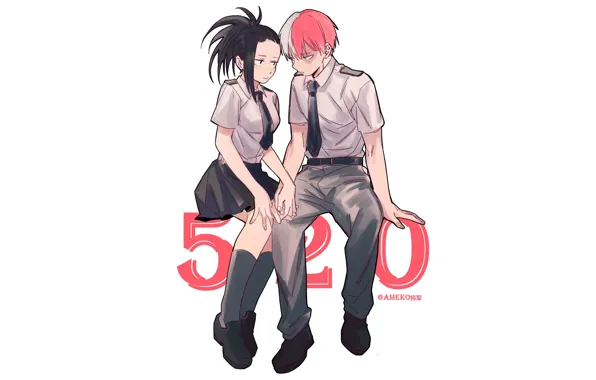 My Hero Academia, Boku No Hero Academia, Тодороки Шото, Моя Геройская Академия, Яойрозу Момо