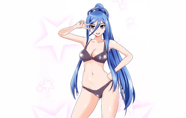 Girl, sexy, cleavage, long hair, boobs, anime, blue eyes, beautiful