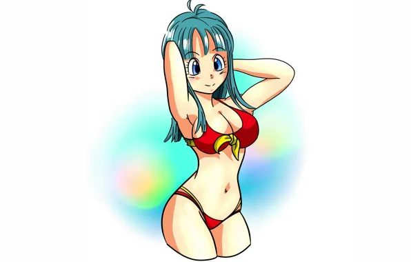 Girl, sexy, cleavage, long hair, boobs, anime, blue eyes, beautiful