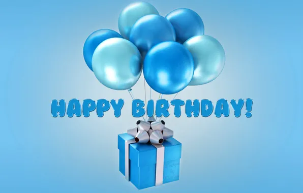 Воздушные шары, день рождения, Happy Birthday, blue, balloons, Design by Marika