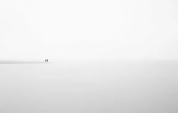 Картинка море, туман, люди