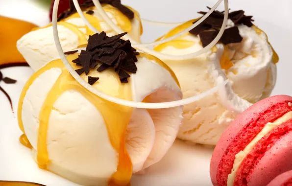 Шарики, шоколад, мороженое, десерт, сладкое, macaron