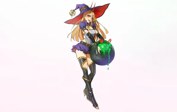Girl, sexy, Power, cleavage, shorts, thighhighs, horns, long hair