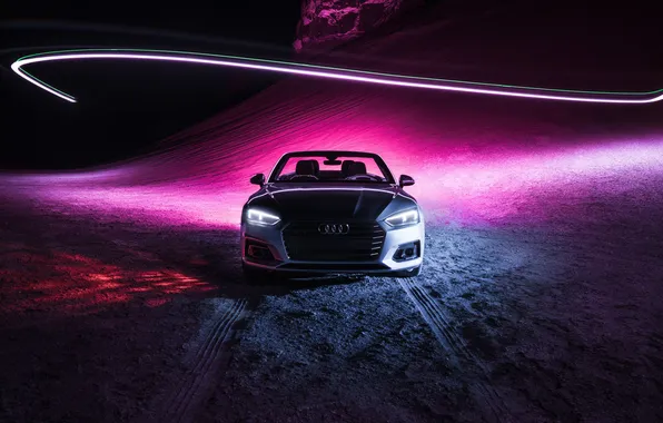 Картинка car, night, headlights, audi