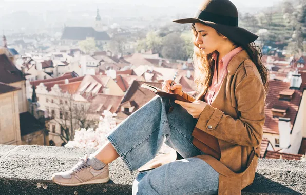 Girl, europe, hat, creative, hand, cute, female, curly