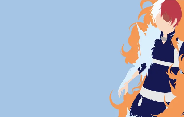 Фон, огонь, минимализм, парень, векторная графика, My Hero Academia, Boku No Hero Academia, Моя Геройская …