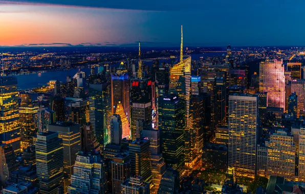 Город, вид, Нью-Йорк, панорама