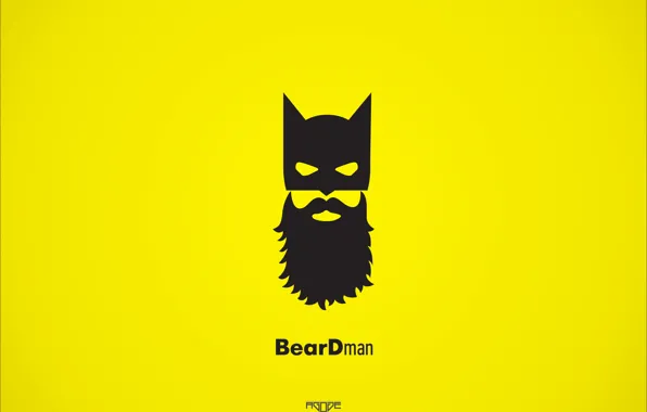 Batman, минимализм, желтый фон, beardman, мажмен