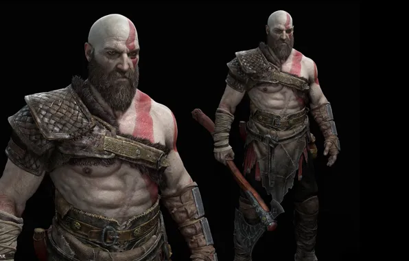 Axe, god of war, weapon, kratos, man, blade, pose, viking