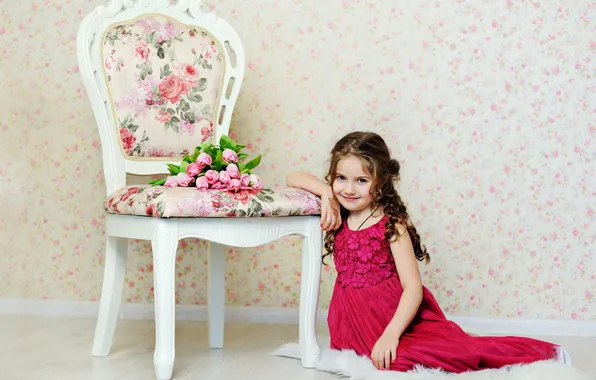 Картинка цветы, ребенок, девочка, тюльпаны