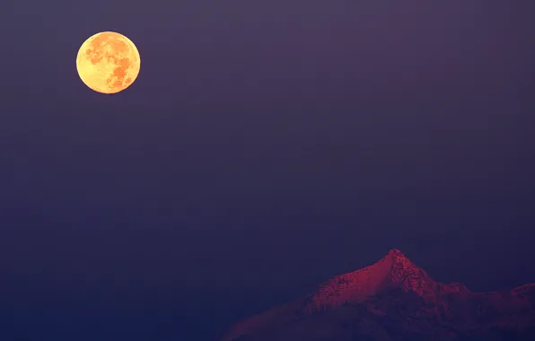 Картинка небо, горы, луна