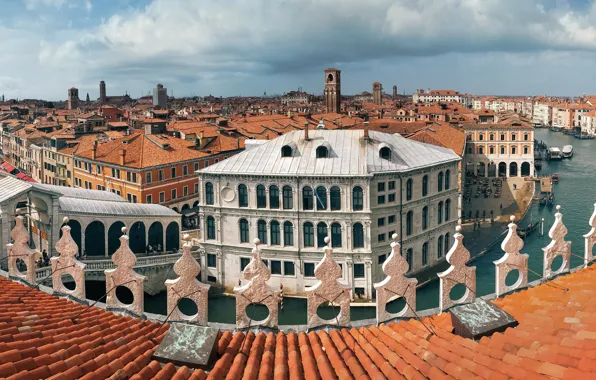 Крыша, здания, дома, Италия, панорама, Венеция, канал, Italy