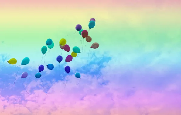 Небо, шары, цвет, Воздушный