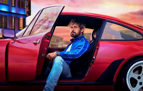 Взгляд, поза, часы, актер, щетина, в машине, короткометражка, Ryan Gosling