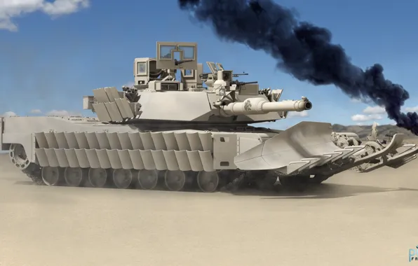 Рендеринг, танк, Abrams, абрамс, основной боевой танк США
