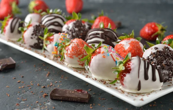 Ягоды, десерт, chocolate, sweet, strawberry, dessert, клубника в шоколаде