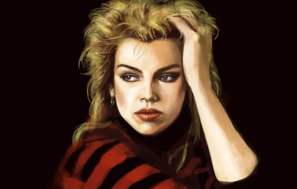 Рисунок, портрет, ди-джей, арт, черный фон, британская, Kim Wilde, Ким Уайлд