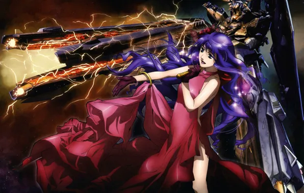 Молнии, разряд, микрофон, sheryl nome, macross frontier, супер-оружие, боевой робот, by yuuko yamada